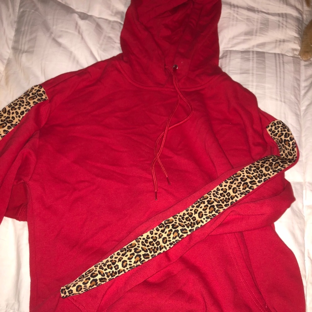 Red Leopard Print Hoodie